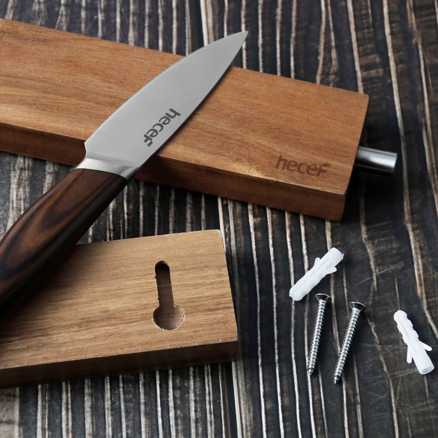 Hecef Kitchen Acacia Wooden Magnetic Knife Holder 6/12 Inch - Hecef Kitchen
