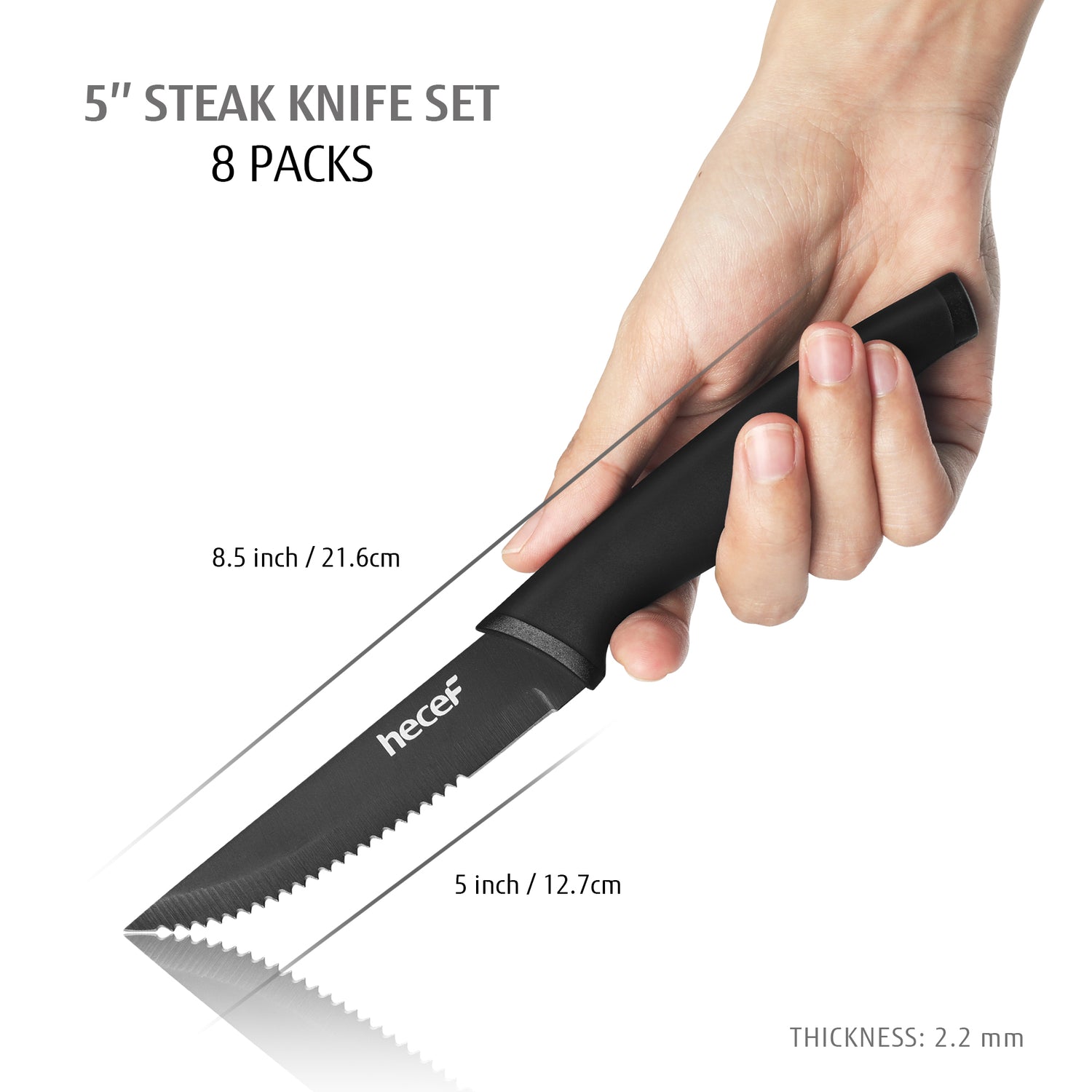 Superior Set of 8 Steak Knives - Black