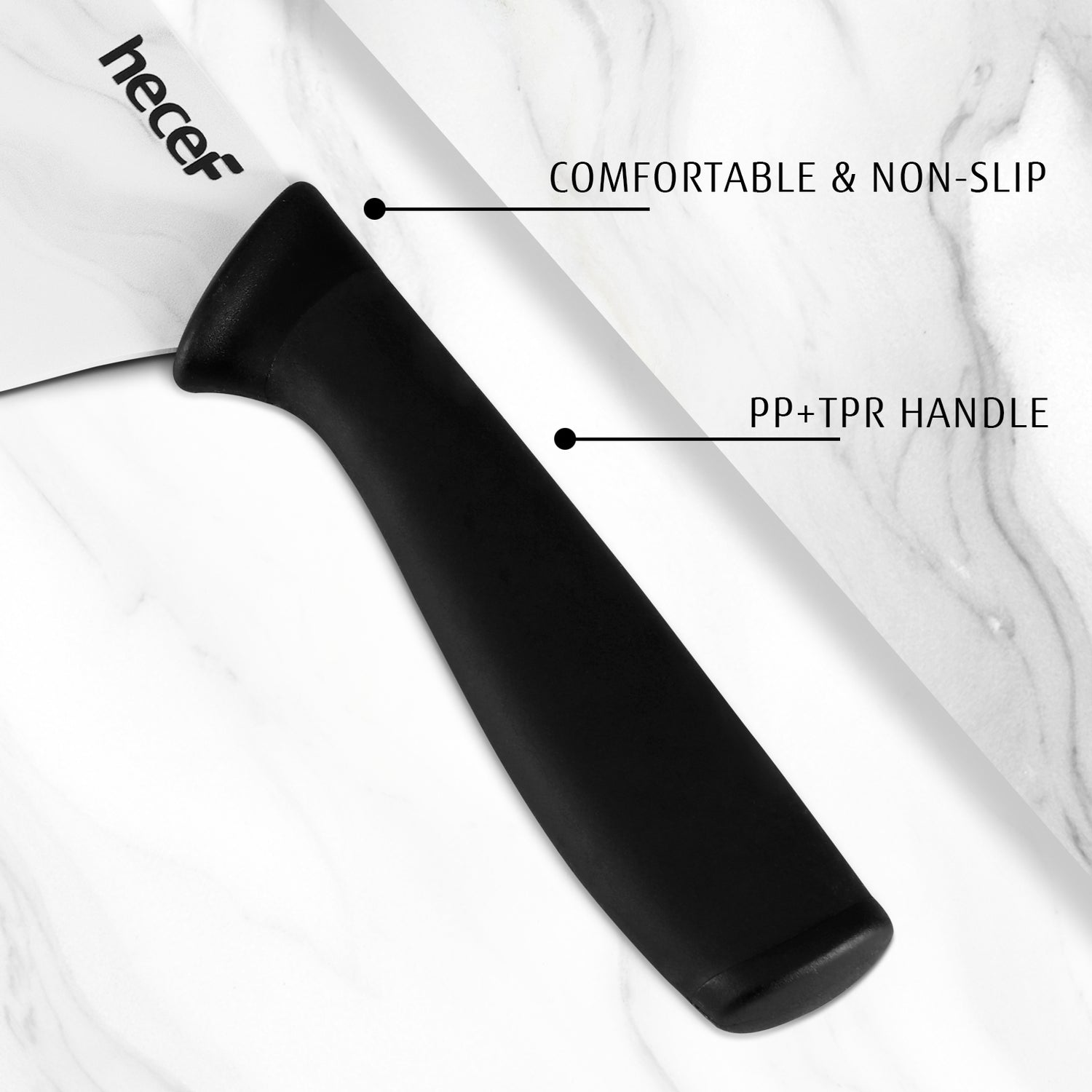 Kitchen Knife Set with Marble Pattern, Non-stick Ceramic Coated Stainless Steel Blades with Protective Sheaths, Professional Chef Knife Set for Kitchen, Restaurant, Camping - Hecef Kitchen