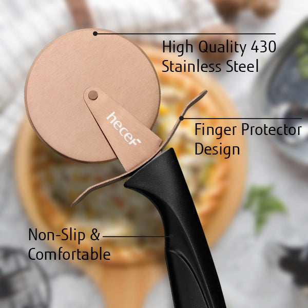 Hecef 25 Pcs Rose Gold Kitchen Knife Block Set with Acrylic Stand Titanium Plated Stainless Steel Chef Knife