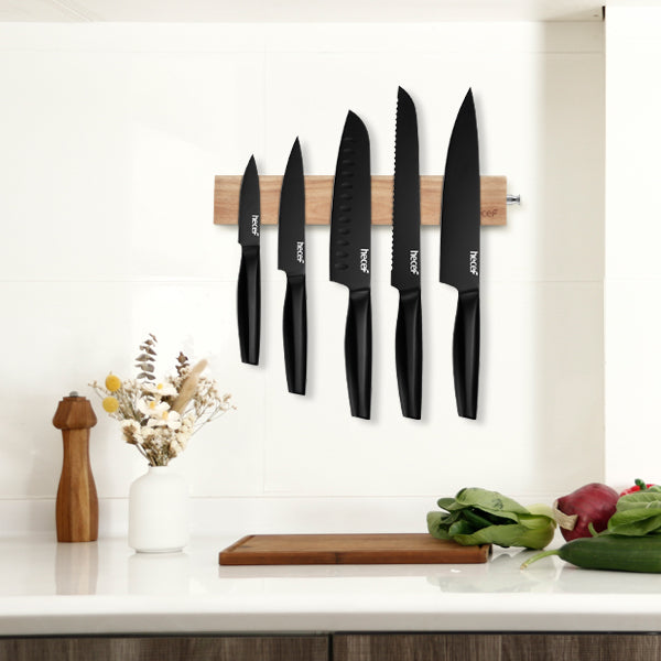 Hecef Kitchen Black Hollow Handle Knife Set of 5 with Knife Sheaths - Hecef Kitchen