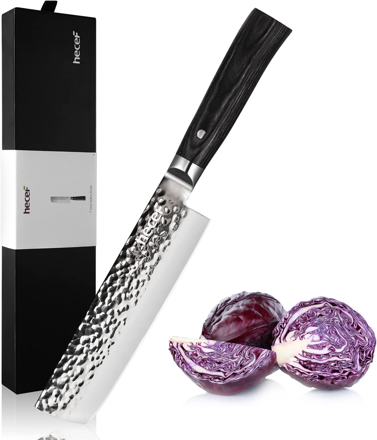 hecef 7inch/ 18cm Japenese Professional Chef Knife Nakiri Kitchen Knife Set Stainless Steel Cooking Knife for Vegetables Fruit - Hecef Kitchen