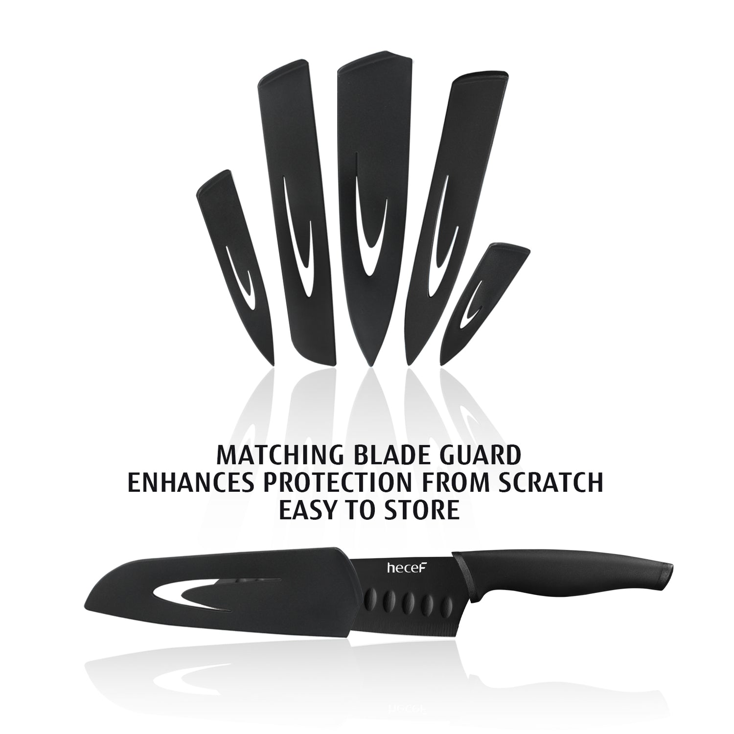 Hecef Steak Knives Set of 8, Serrated Sharp Blade Black Oxide