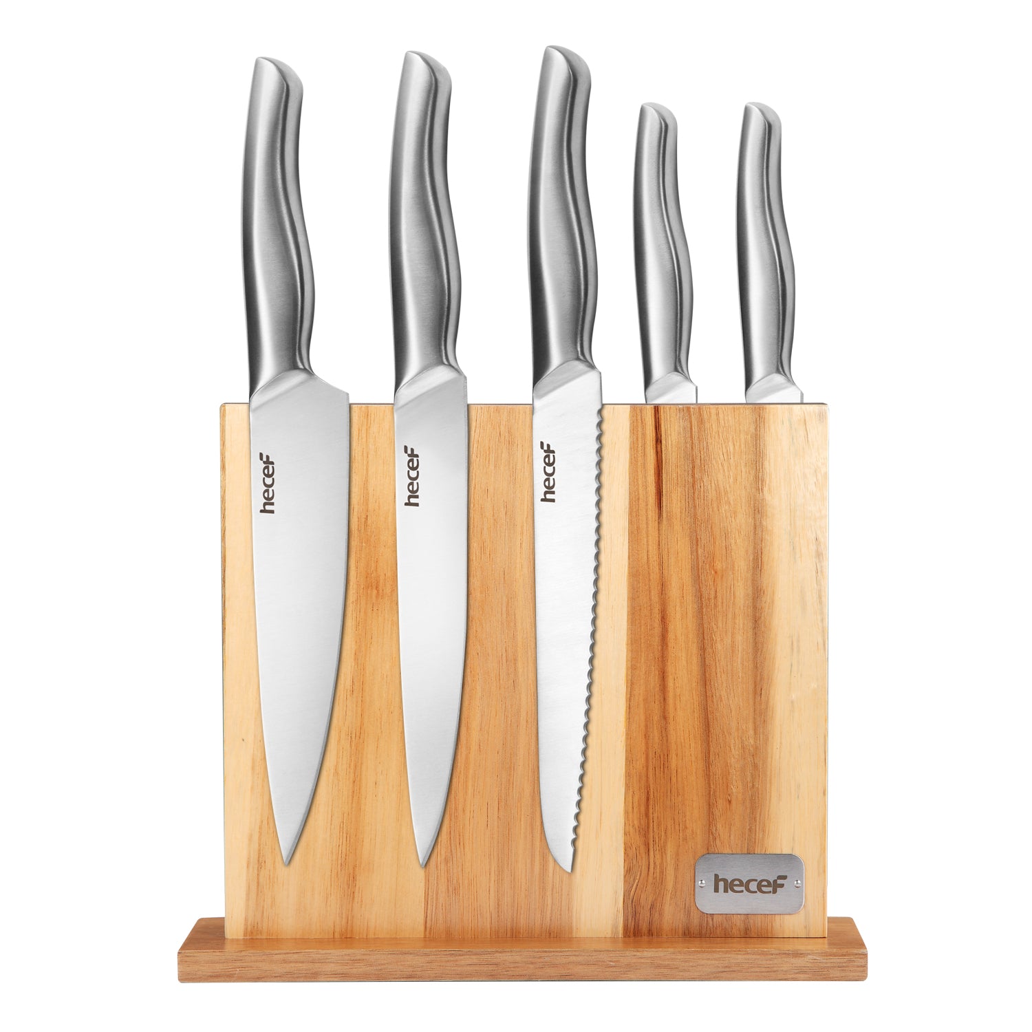 Hecef Kitchen All-Metal Knife Set of 6 with Wooden Magnetic Knife Block - Hecef Kitchen