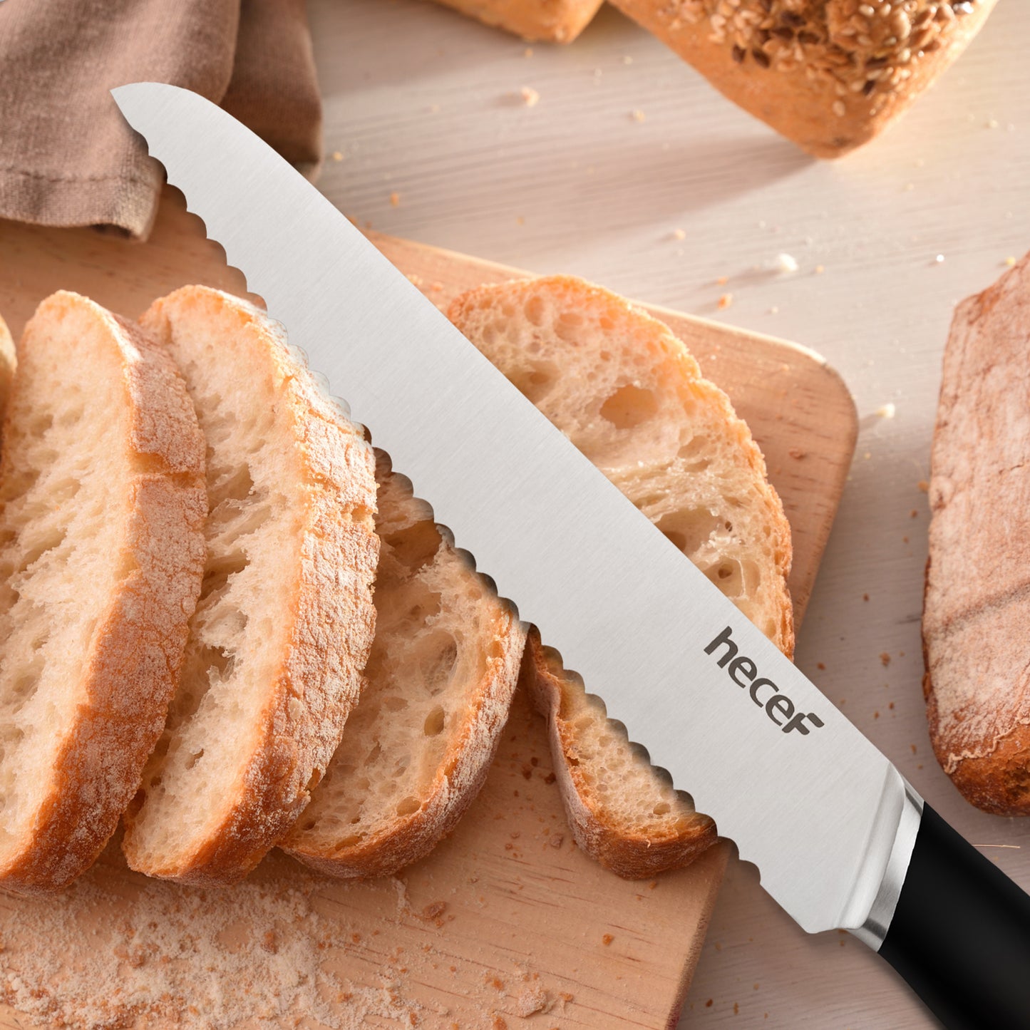 15Pcs Profession German Steel Chef Sharp Knife Set Wood Stand Kitchen Knives Scissor Storage  Cooking Chef Knife - Hecef Kitchen