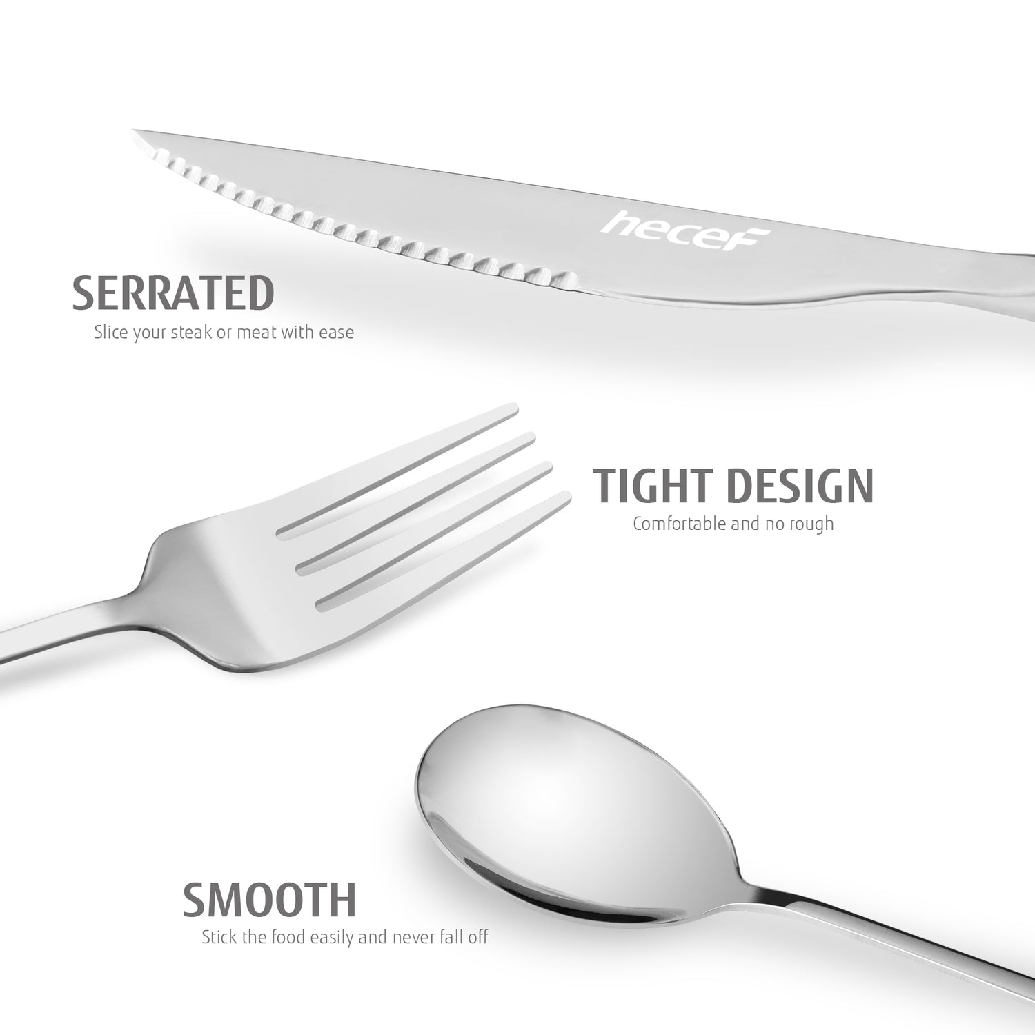 Hecef 11 PCS Black Titanium Plating Portable Utensils, Reusable Travel Cutlery Set with Compact Carrying Case & Mesh Bag, 18/0 Stainless Steel Handy Flatware Set for Work, School, Camping - Hecef Kitchen