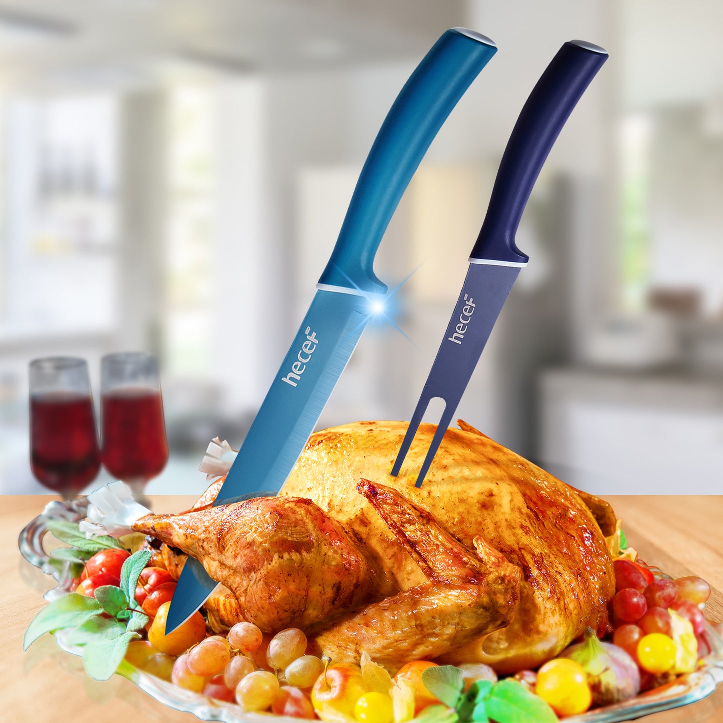 Hecef Kitchen Multicolored Rainbow Knife Set of 6 with Sheaths - Hecef Kitchen